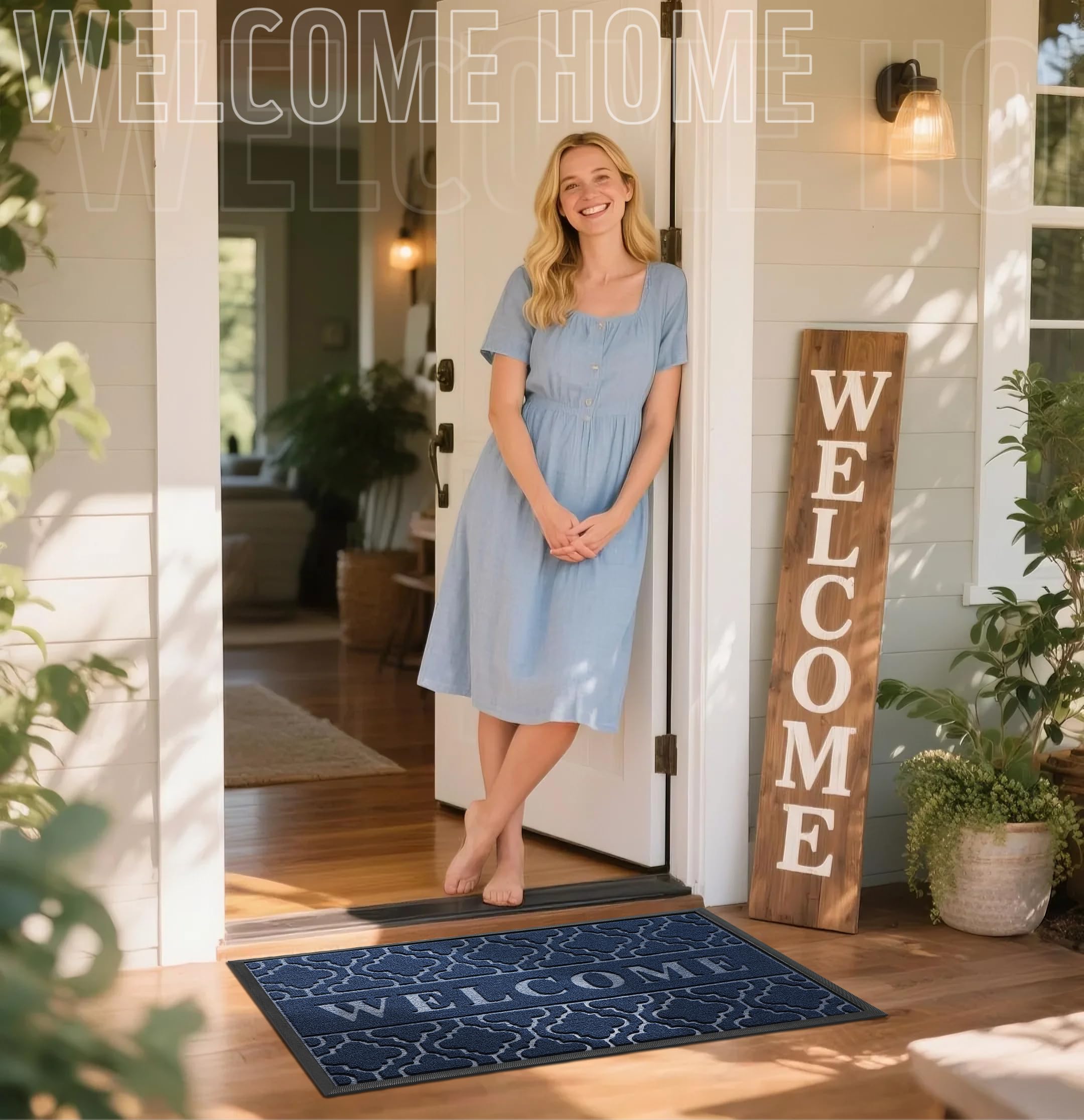 Yimobra welcome mat with raised 'WELCOME' design