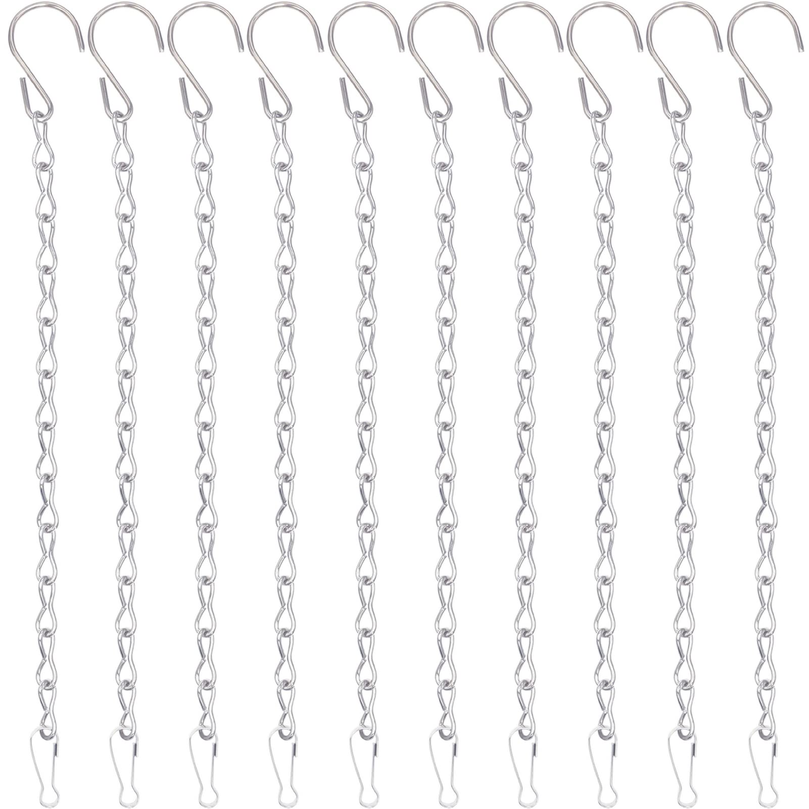 YINGFENG 10 Pack 9.5 Inch Silver Hanging Chains front view