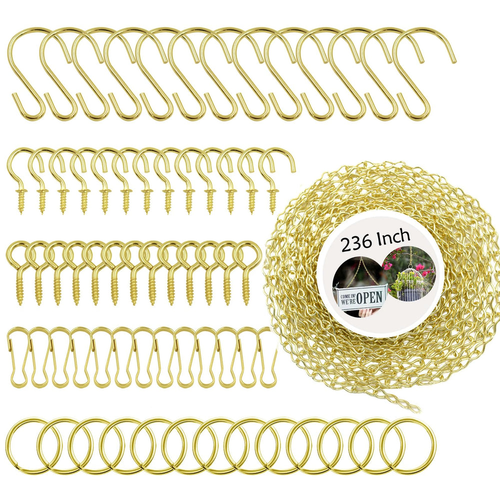YINGFENG 236 Inch Gold Hanging Basket Chain Kit with hooks and clips