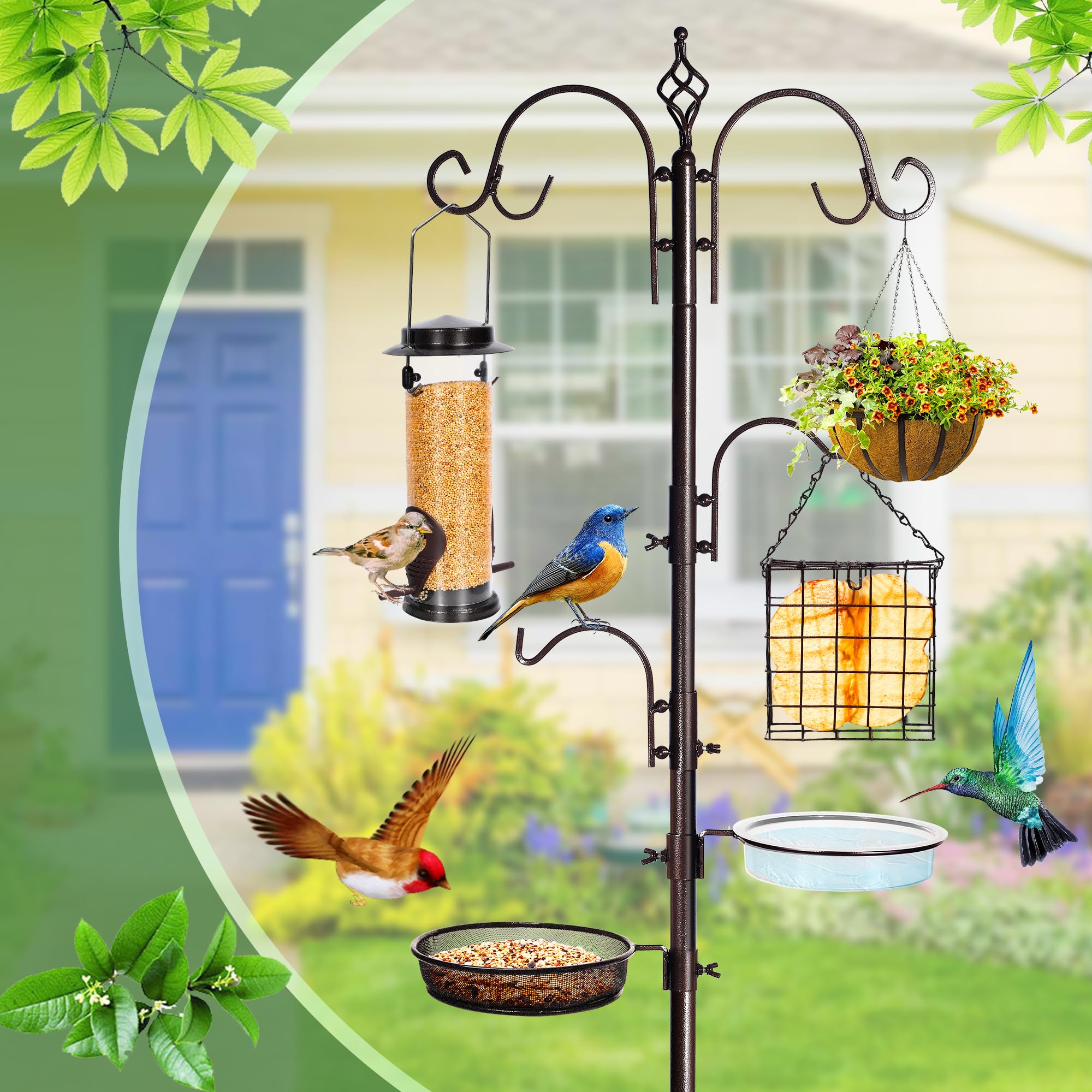 YINGYM bird feeder pole installed in garden setting