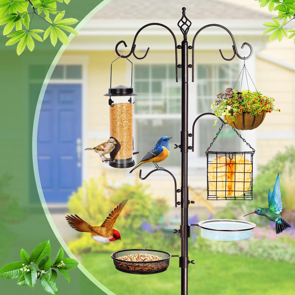 YINGYM bird feeder pole installed in garden setting
