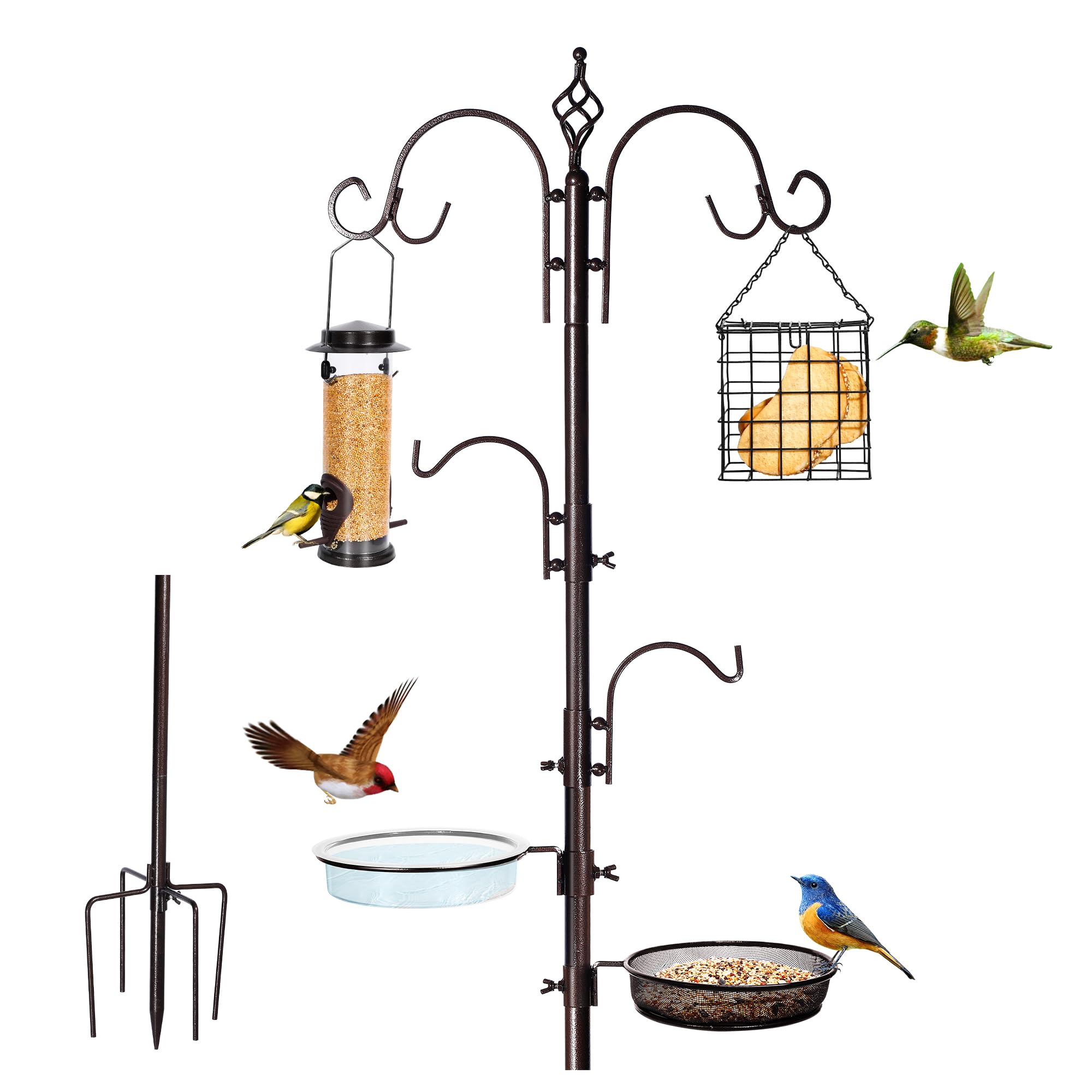 YINGYM Bird Feeding Station Kit 87 inch bronze pole with hooks
