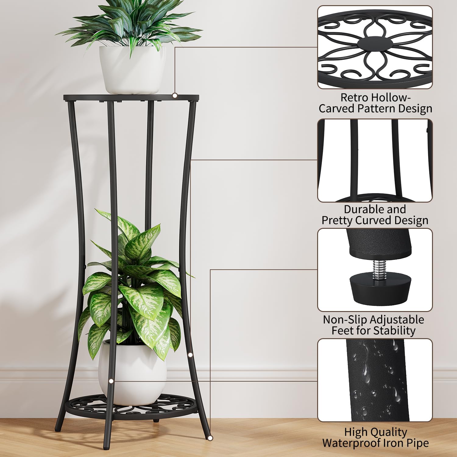 YINMIT Plant Stand 2 Tier Black-Iron assembly instructions