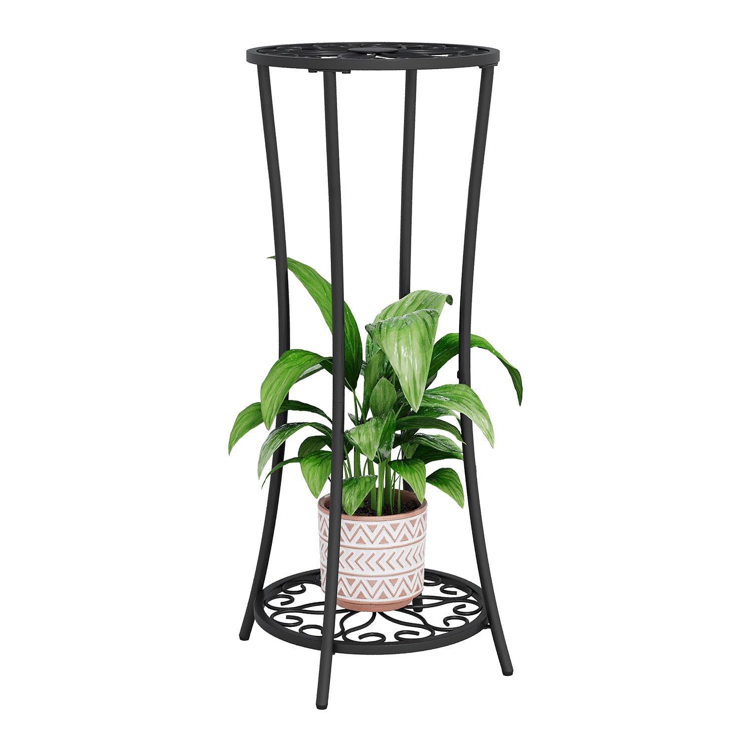 YINMIT Plant Stand 2 Tier Black-Iron front view