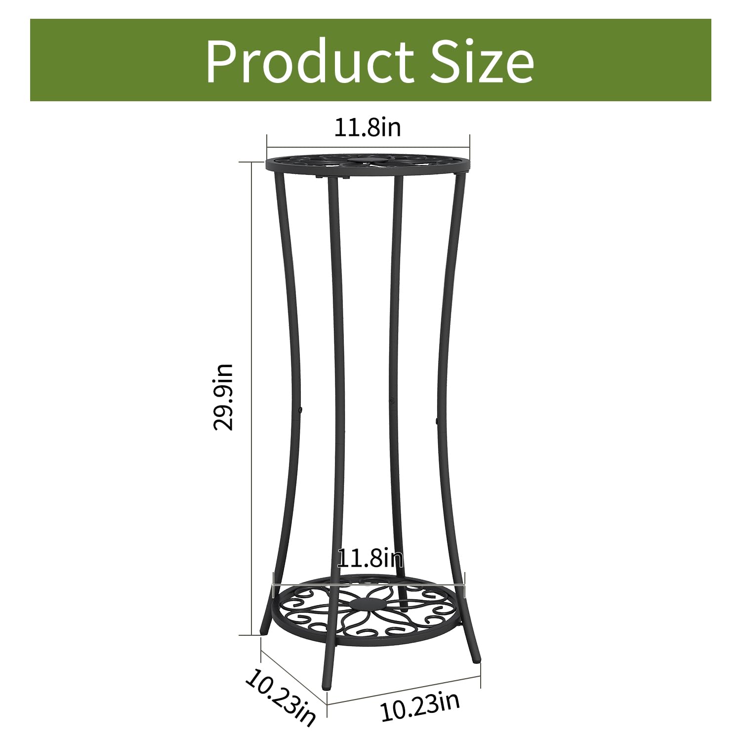 YINMIT Plant Stand 2 Tier Black-Iron with plants