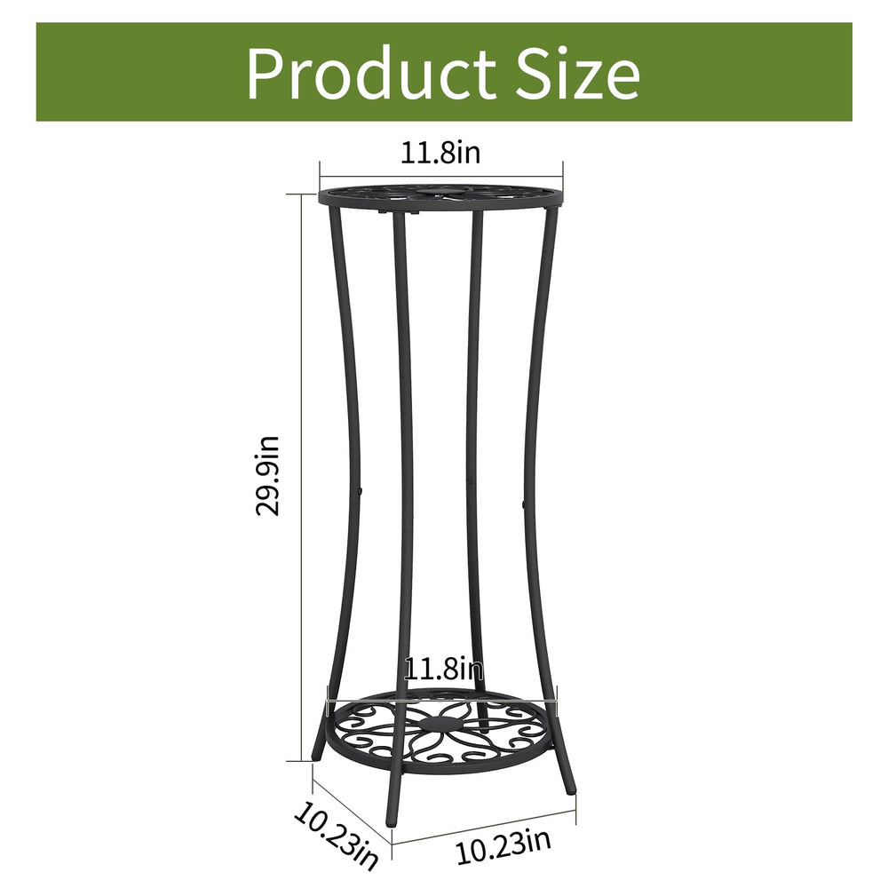 YINMIT Plant Stand 2 Tier Black-Iron with plants