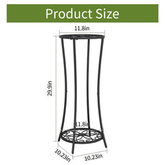 YINMIT Plant Stand 2 Tier Black-Iron with plants