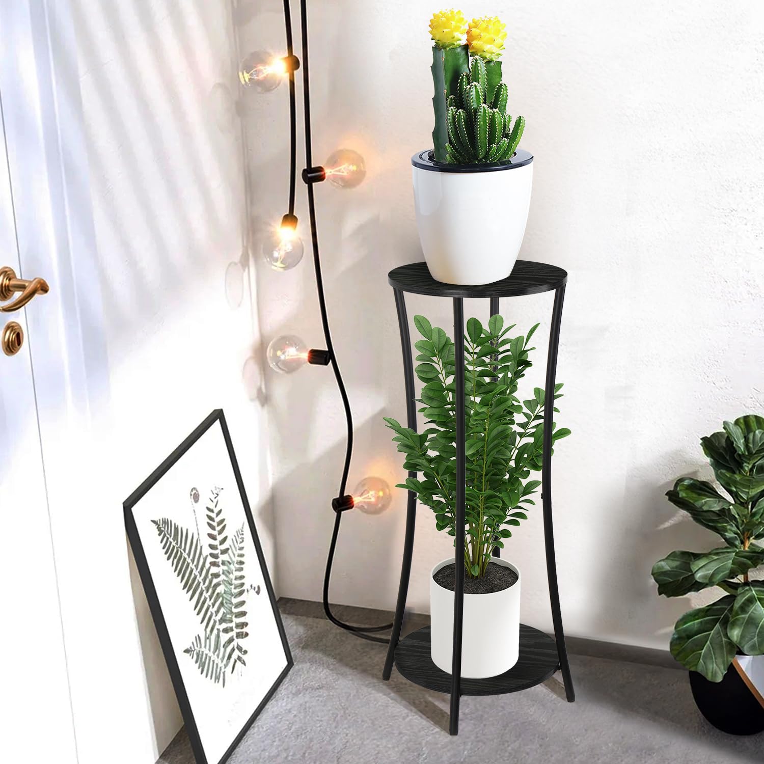 YINMIT Plant Stand displayed with a colourful array of plants