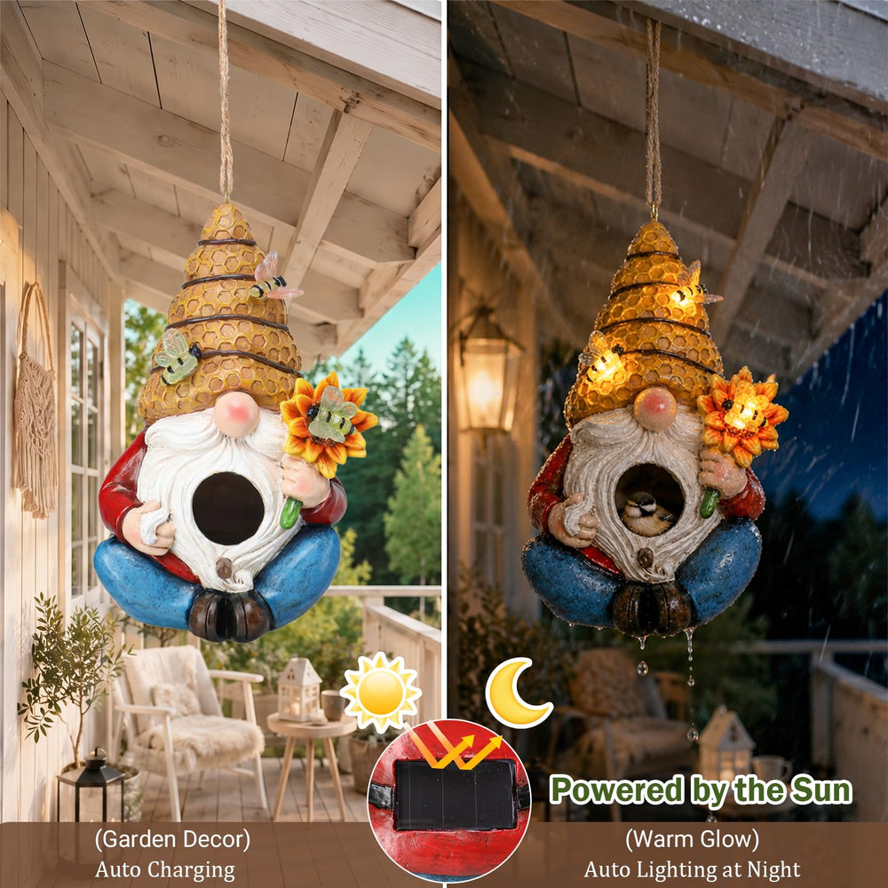 Yinns Birdhouse placed in a garden setting