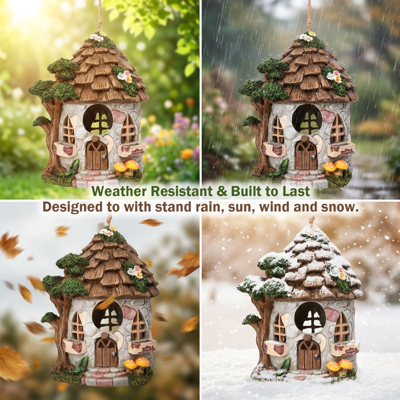 Yinns Resin Bird House with removable cleaning plug
