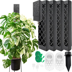Yioviru 9-inch D-shaped moss pole set with watering dripper in black
