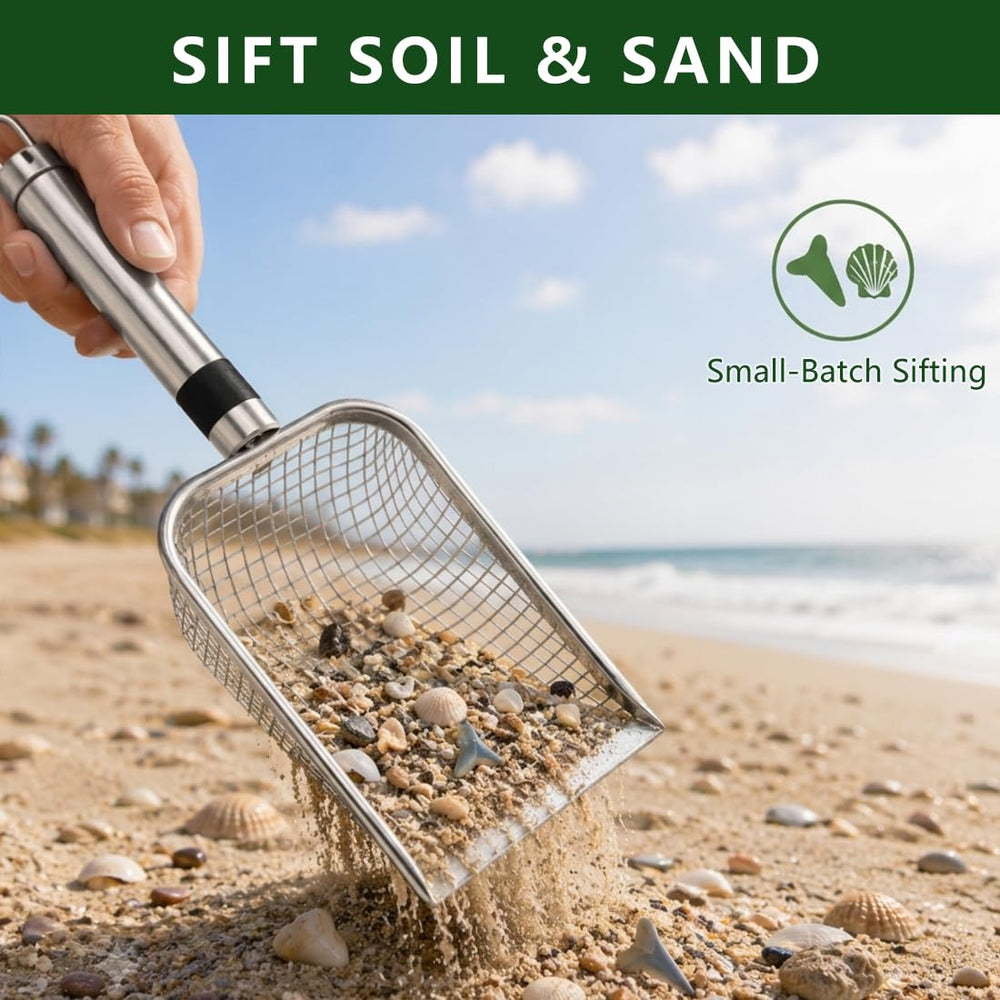 Yiqianhome Soil Sifter in use with garden soil