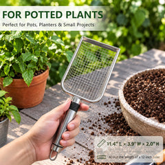 Yiqianhome Soil Sifter showing dual mesh design