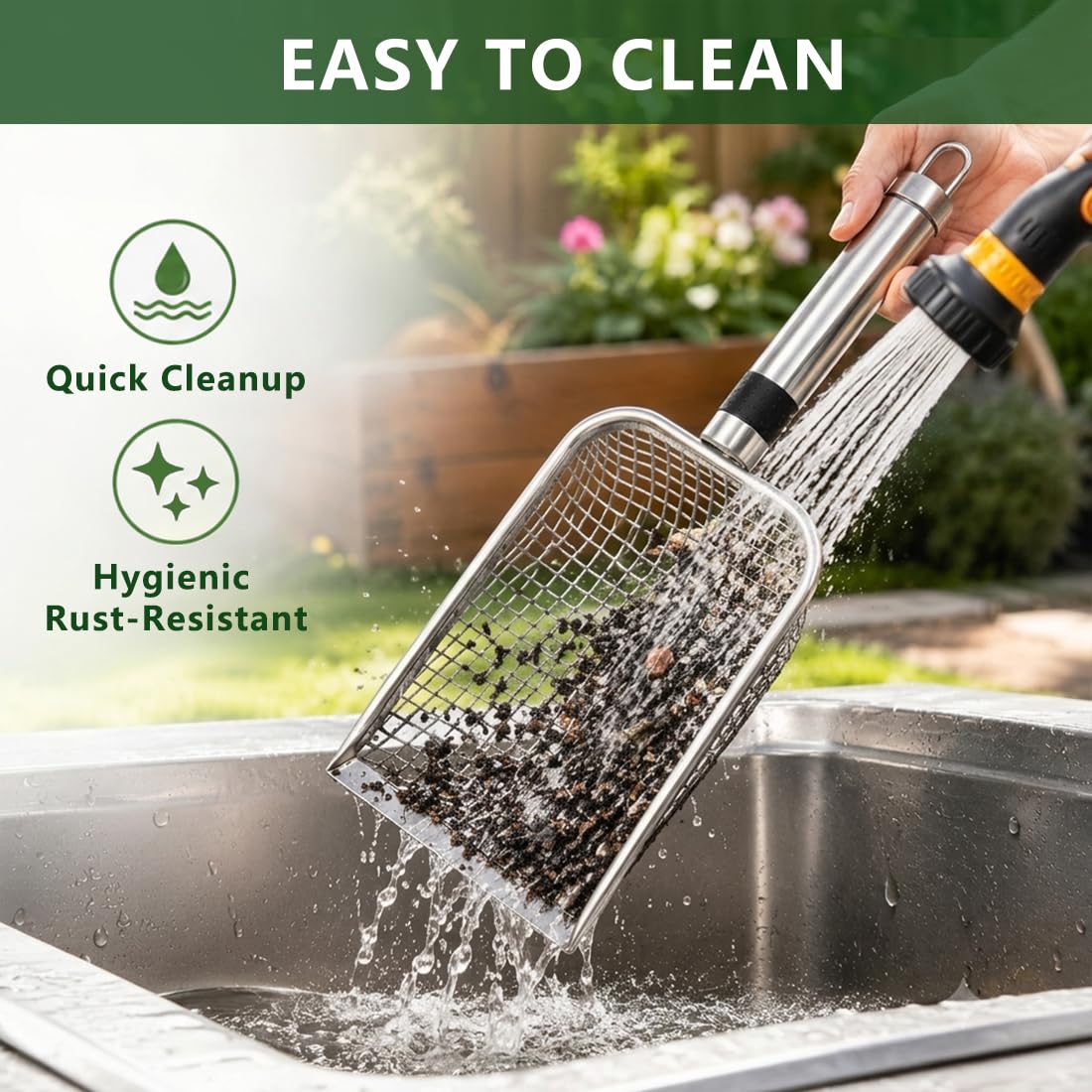 Yiqianhome Soil Sifter with rocks and debris separated