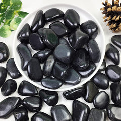 YISZM 5lbs Black Polished Pebbles front view