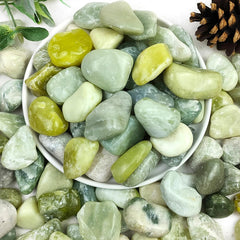 YISZM 5lbs jade pebbles in a decorative bowl