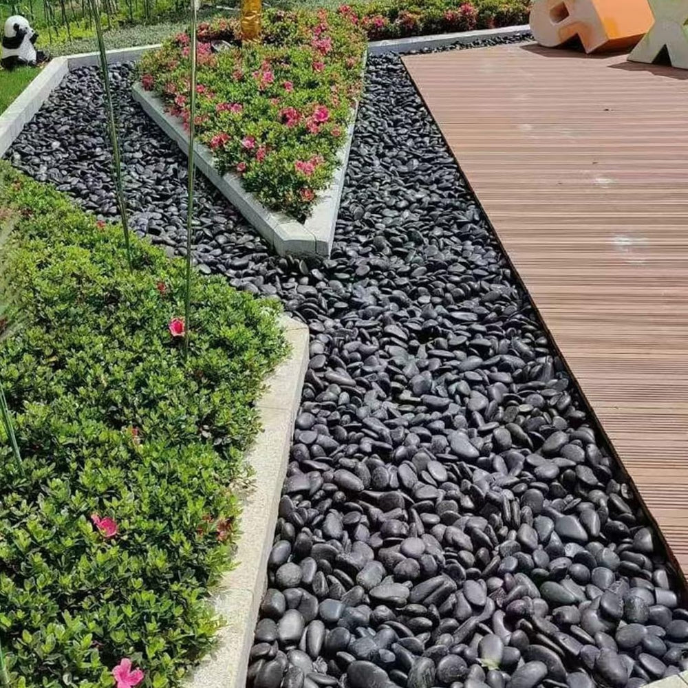 YISZM Black Pebbles in a decorative planter arrangement