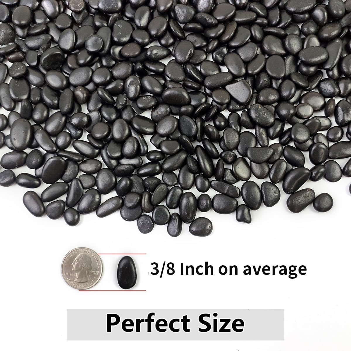 YISZM black pebbles used as decorative gravel in a pathway