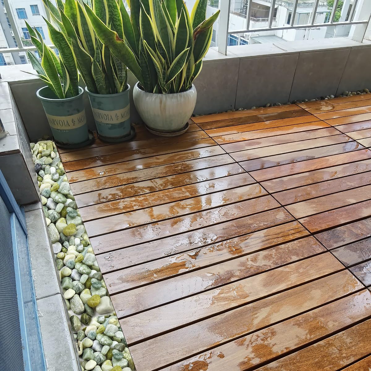 YISZM jade pebbles arranged in a garden bed