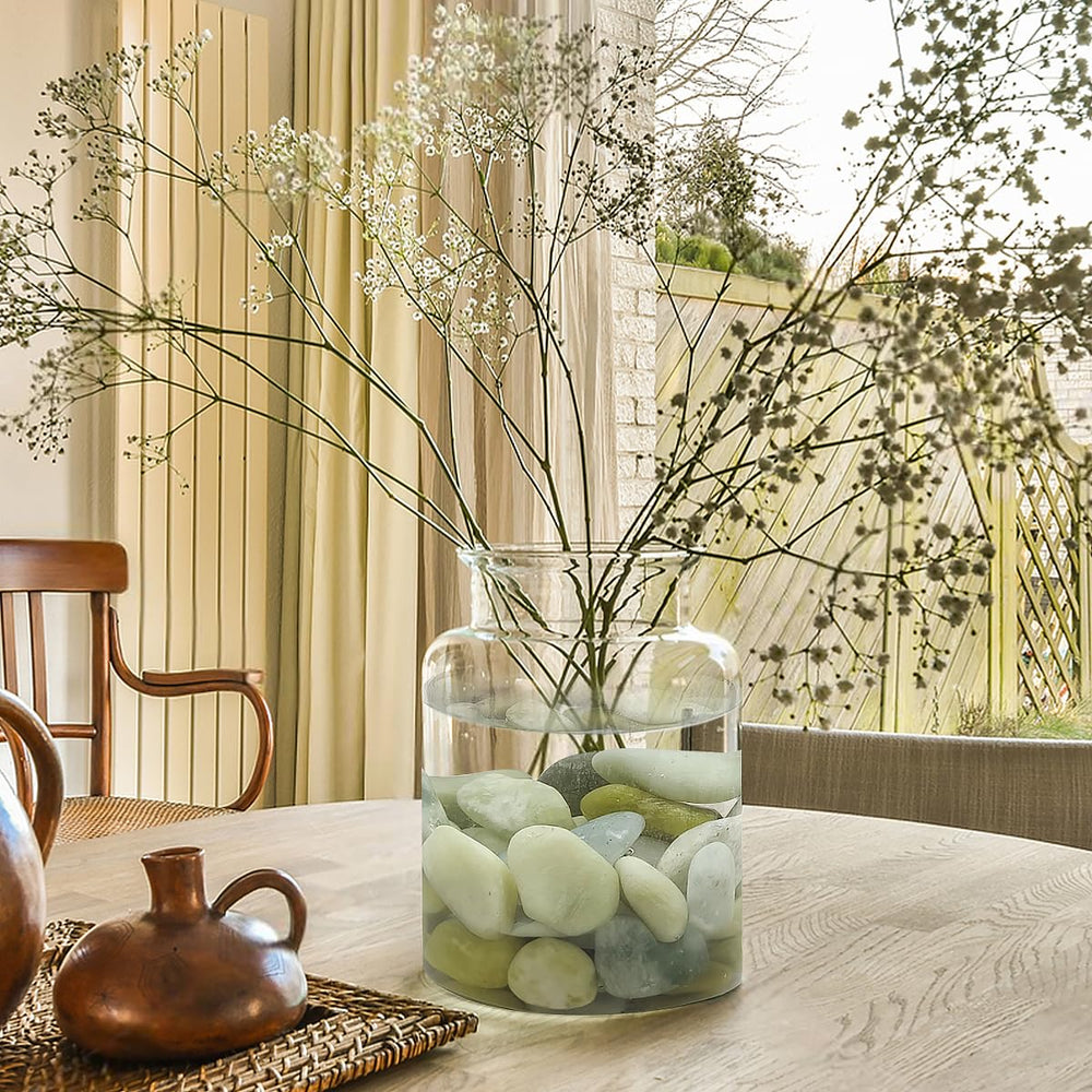 YISZM jade pebbles displayed on a patio