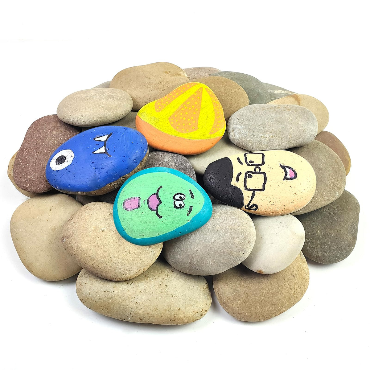 YISZM Large Rocks for Painting, 10PCS 3-4 inches natural stones front view