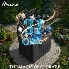 YITAHOME 31 Gallon Black Deck Box side view