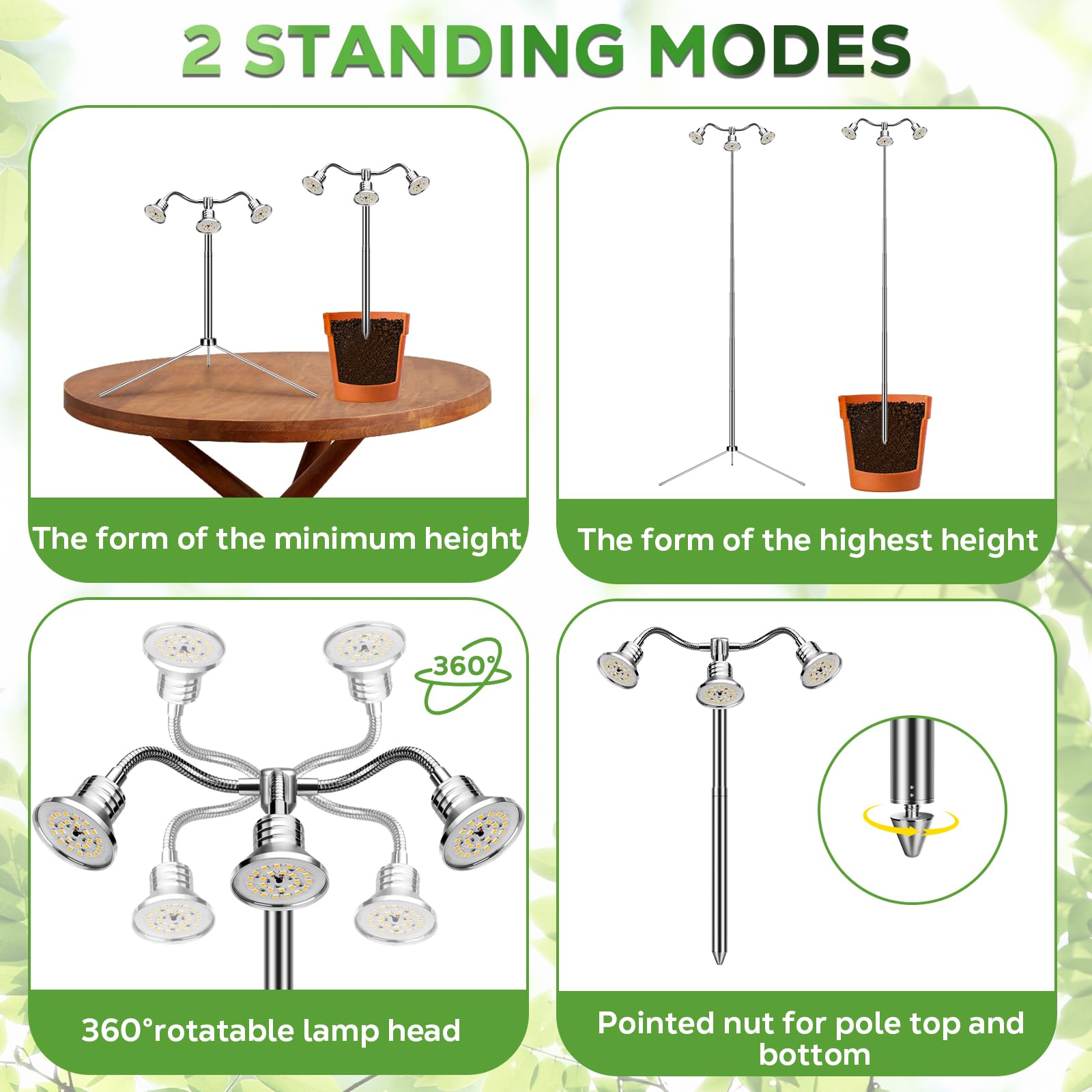 Yiyehu Full Spectrum Grow Light with three heads illuminated