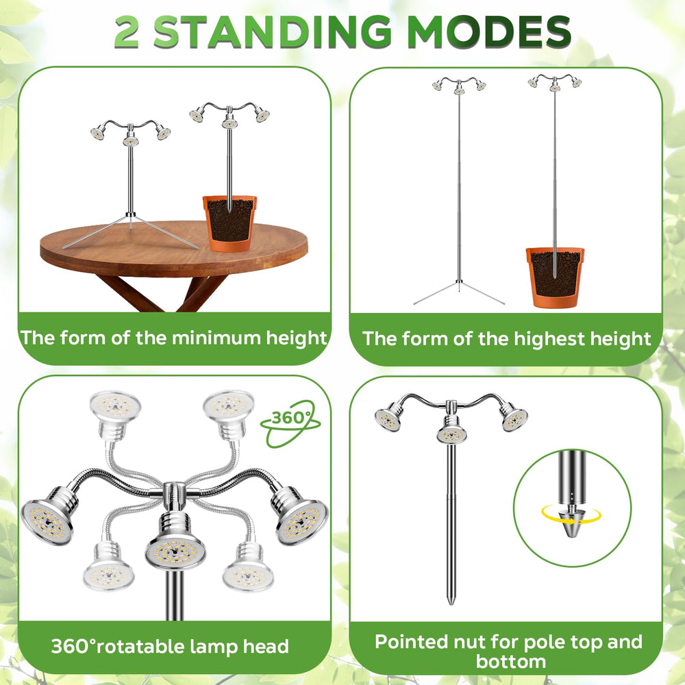 Yiyehu Full Spectrum Grow Light with three heads illuminated