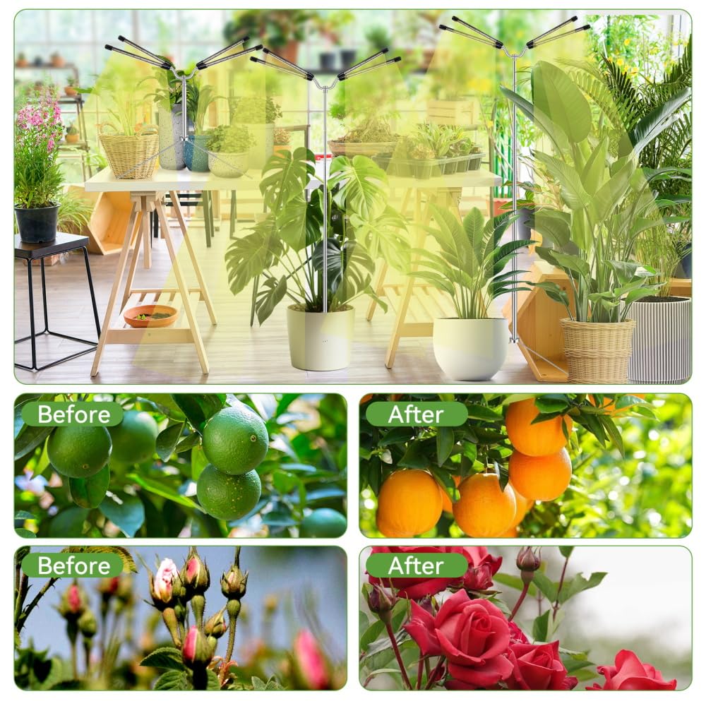 Yiyehu Grow Light on a desktop with plants