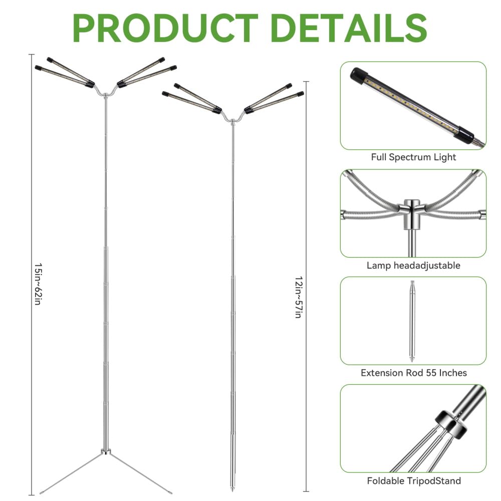 Yiyehu Grow Light positioned over small plant