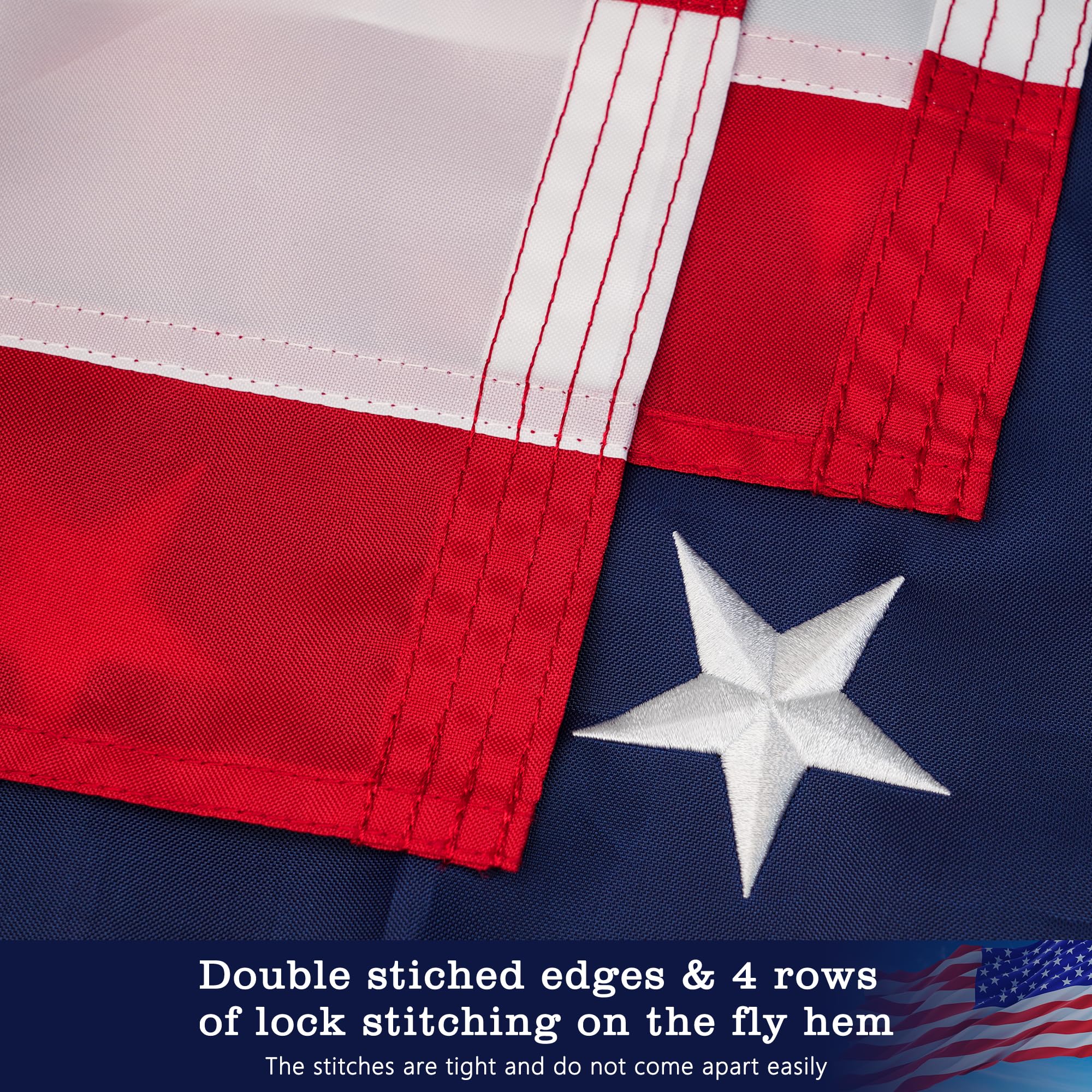 YIYUESQUHF American Flag with four rows of lock-stitching detail