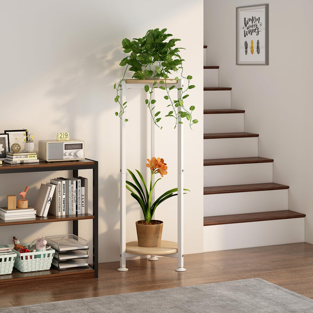 YIZAIJIA 2 Tier Plant Stand close-up of metal frame
