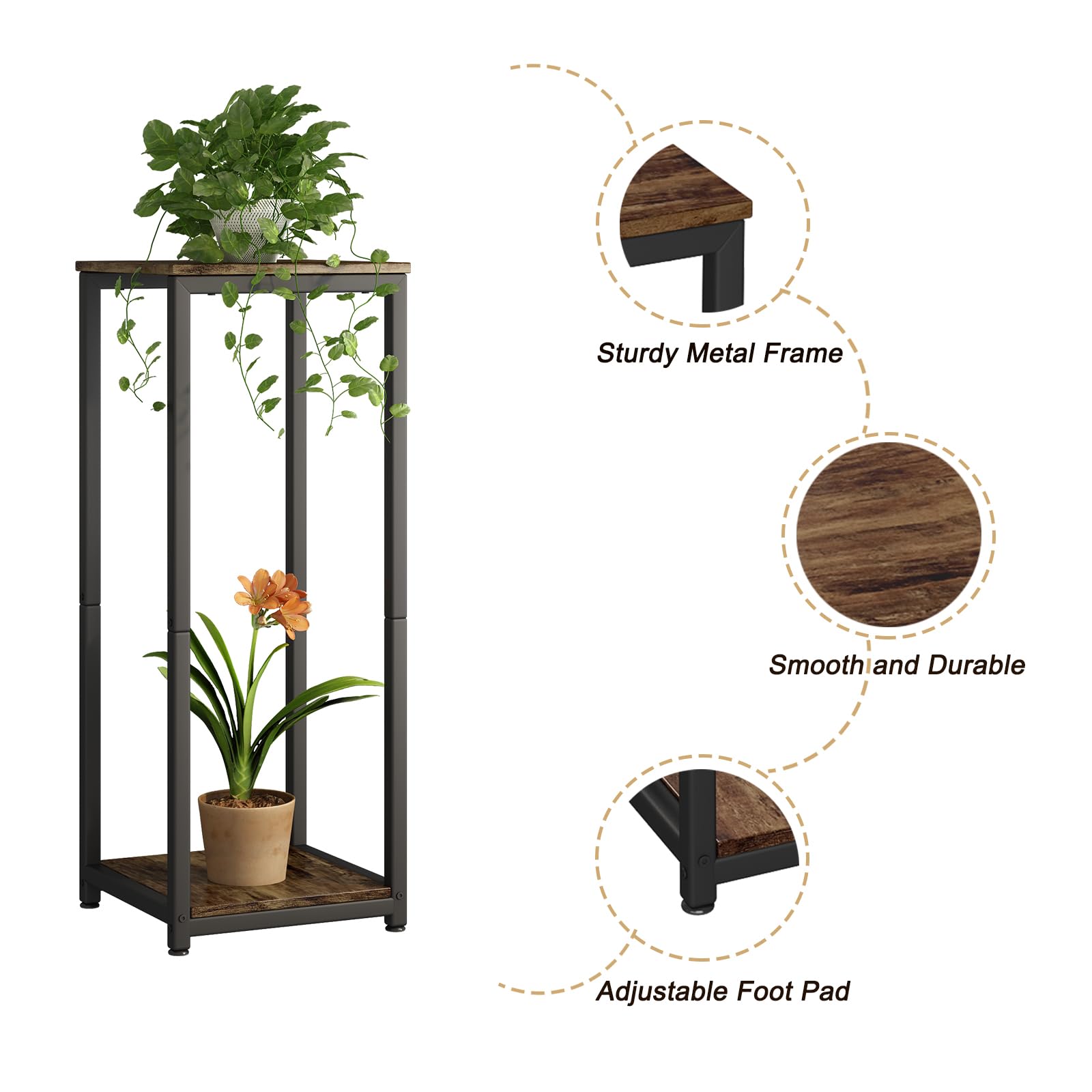 YIZAIJIA 2 Tier Plant Stand close-up of metal frame