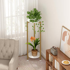 YIZAIJIA 2 Tier Plant Stand in a living room setting