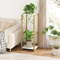 YIZAIJIA 2 Tier Plant Stand side view showcasing its height and design