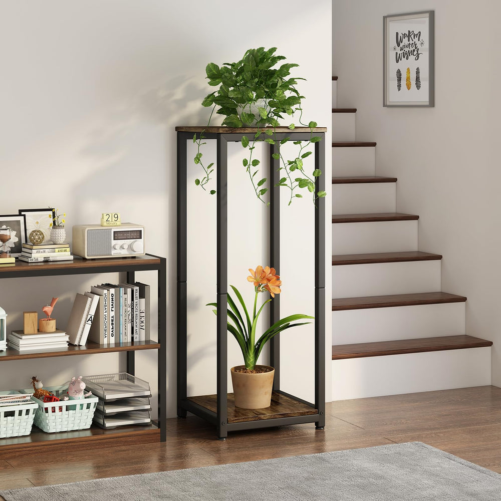 YIZAIJIA 2 Tier Plant Stand with potted plants on display