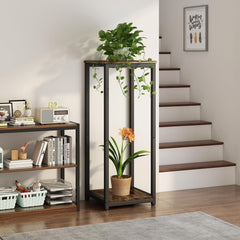 YIZAIJIA 2 Tier Plant Stand with potted plants on display