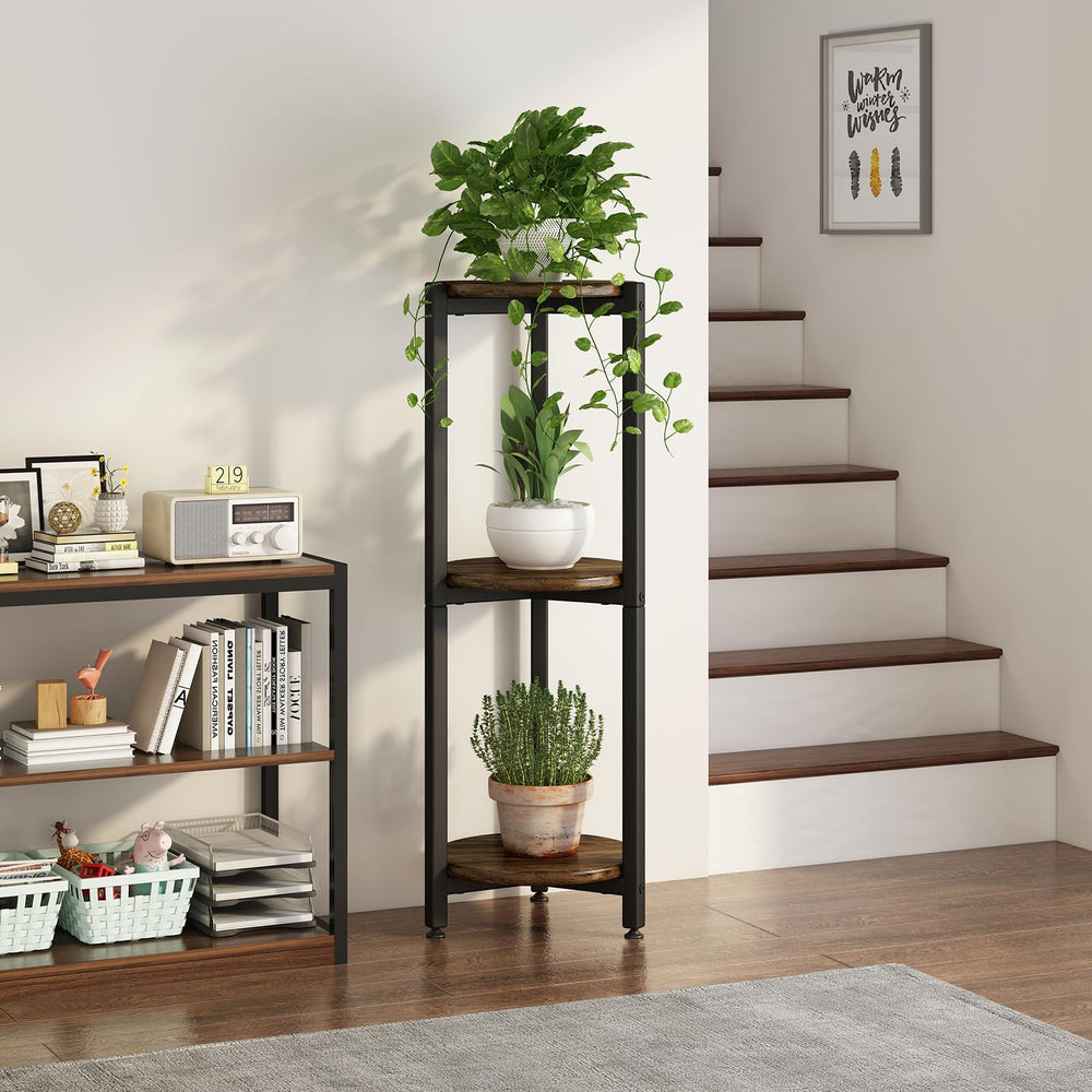 YIZAIJIA 3 Tier Plant Stand side view with plants