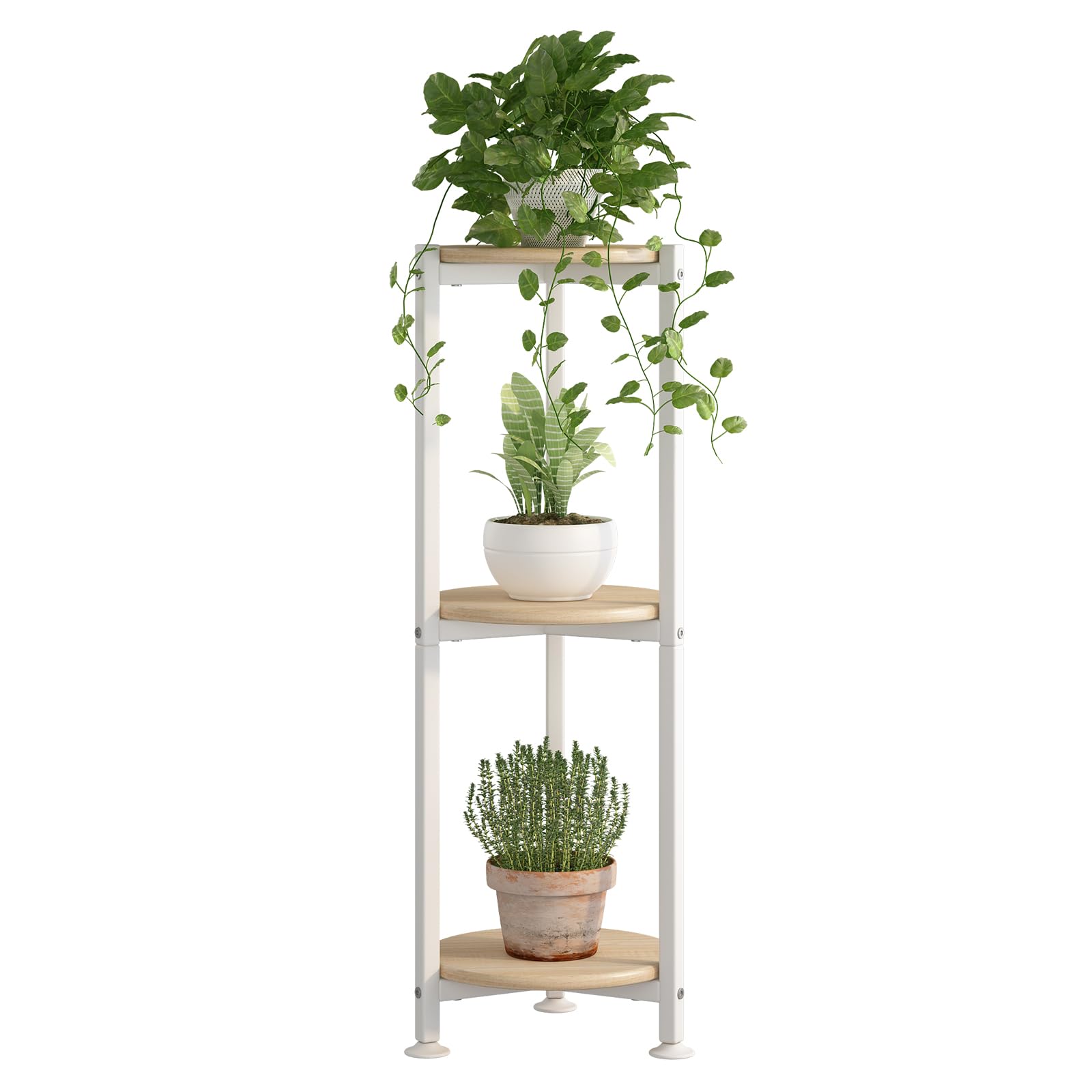 YIZAIJIA 3 Tier Plant Stand white model front view