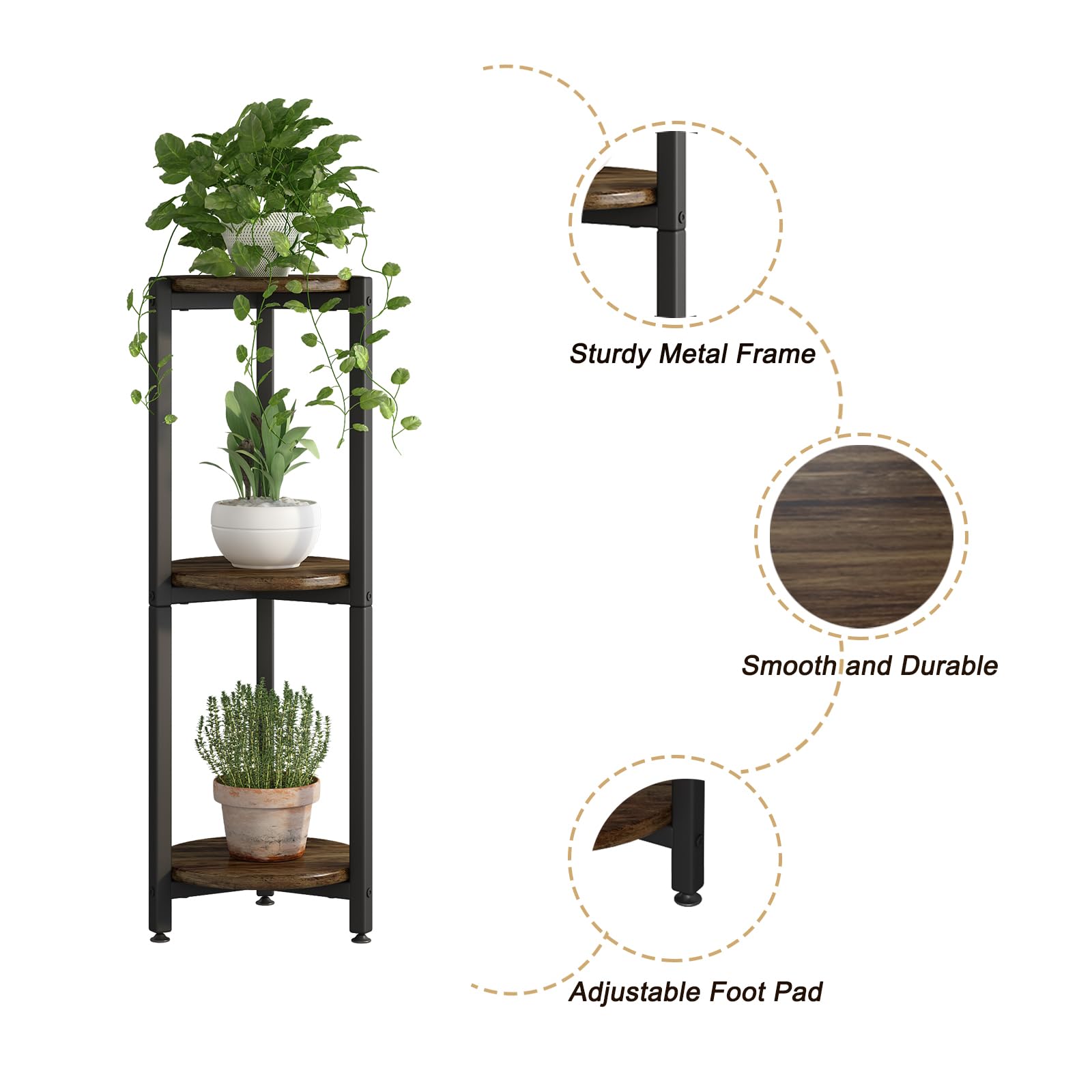YIZAIJIA 3 Tier Plant Stand with books and decorations