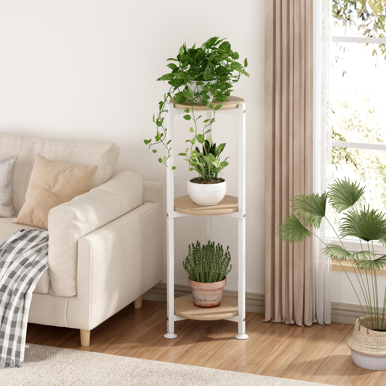 YIZAIJIA Plant Stand side view with potted plants