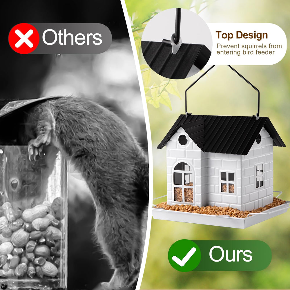 YKNTGIAO Solar Bird Feeder illuminated at night
