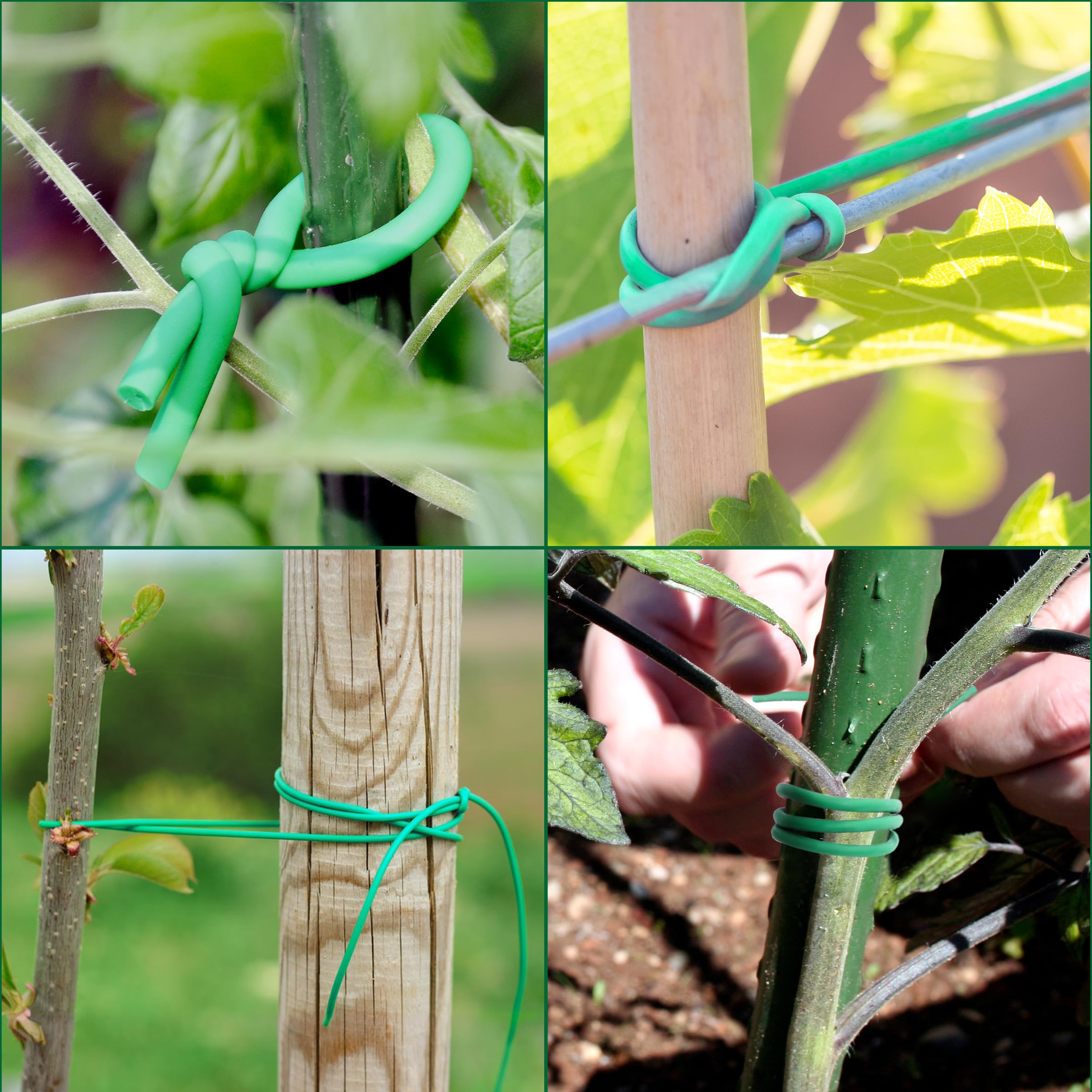 YMHB Twist Tie displayed with garden tools