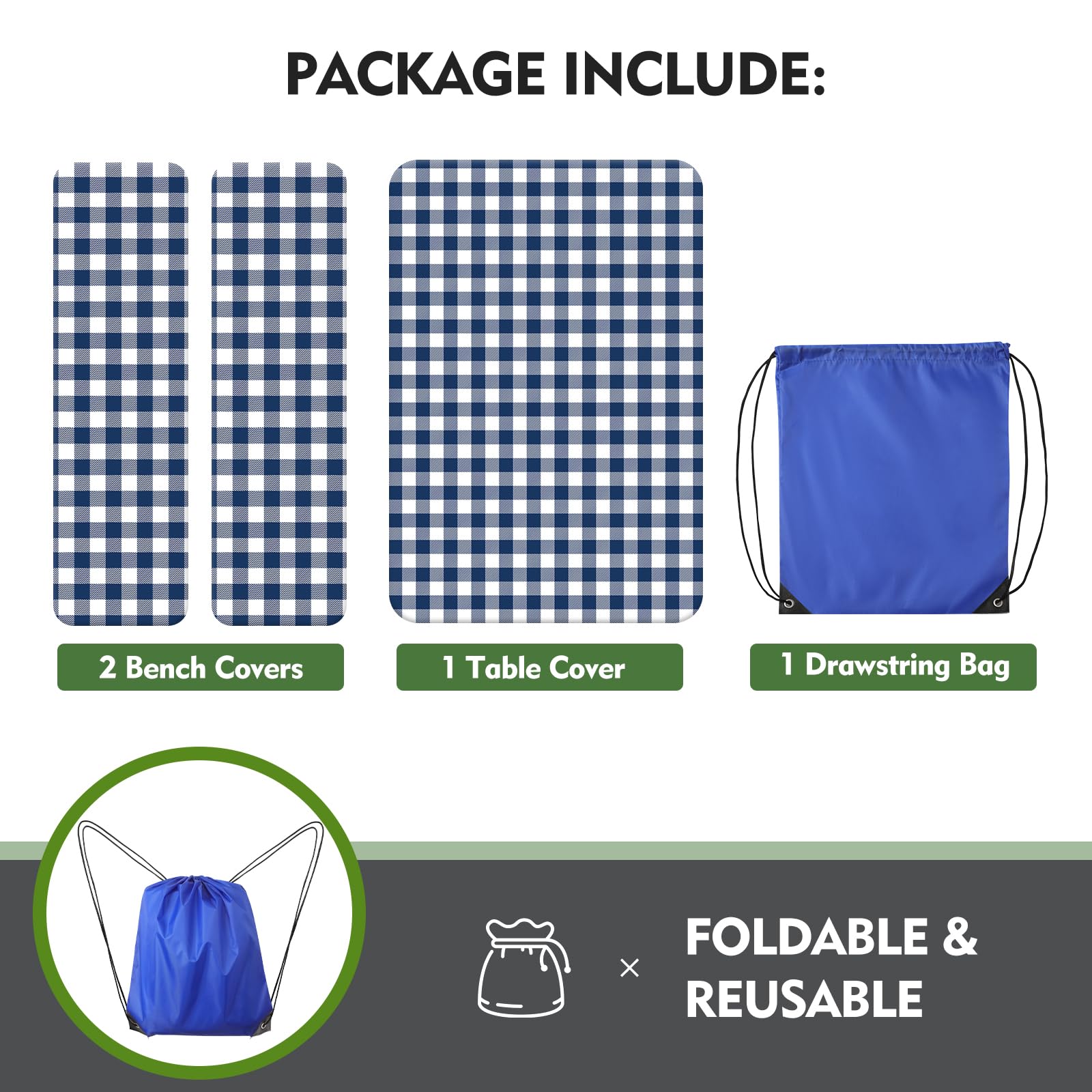 Ymomode Picnic Table Cover Set displayed on a picnic table