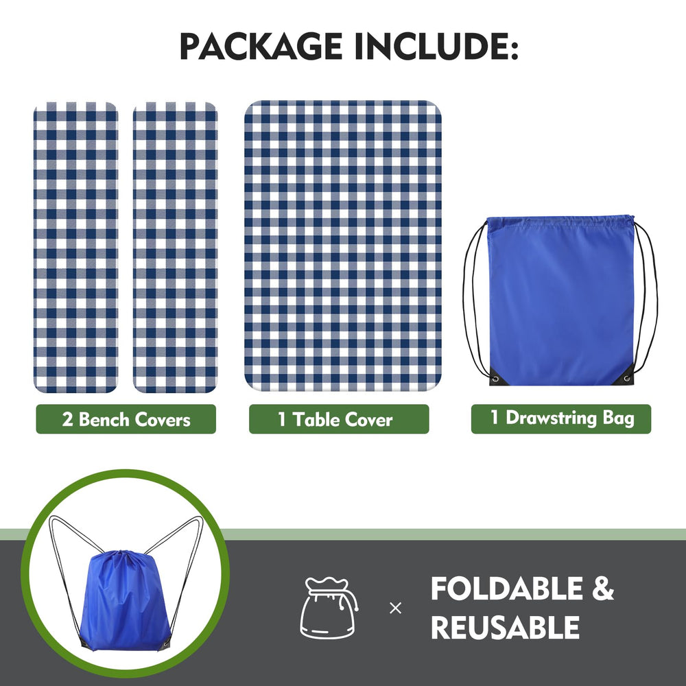 Ymomode Picnic Table Cover Set displayed on a picnic table