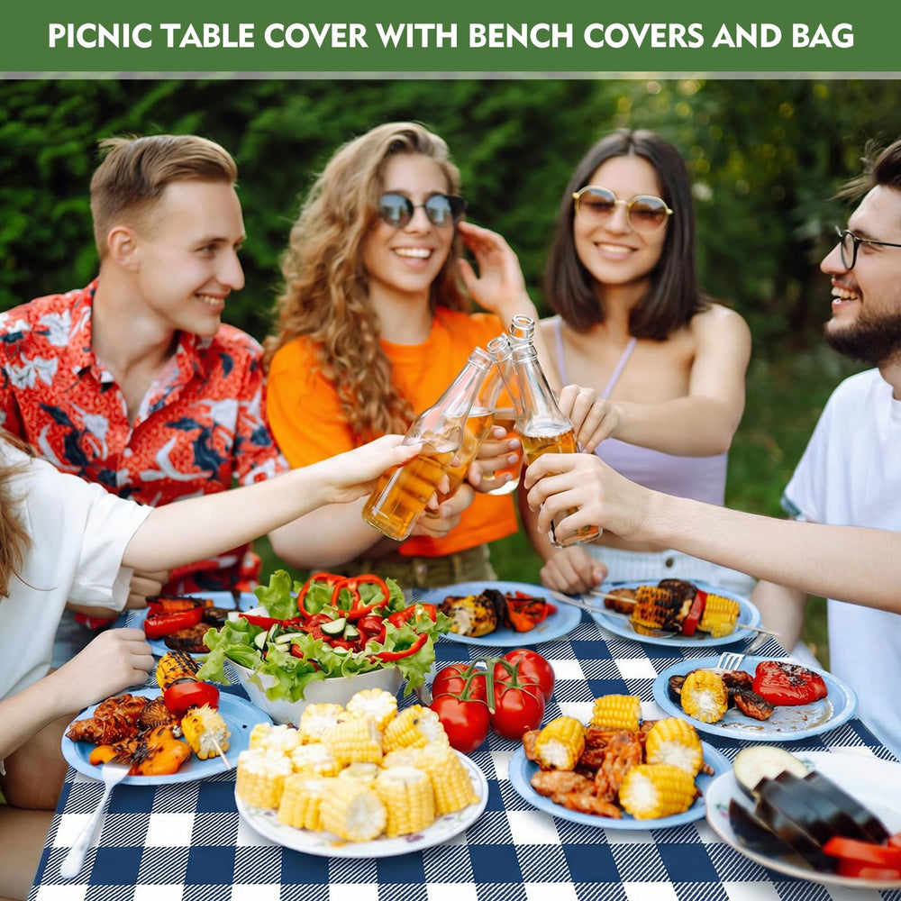 Ymomode picnic table cover set with drawstring bag