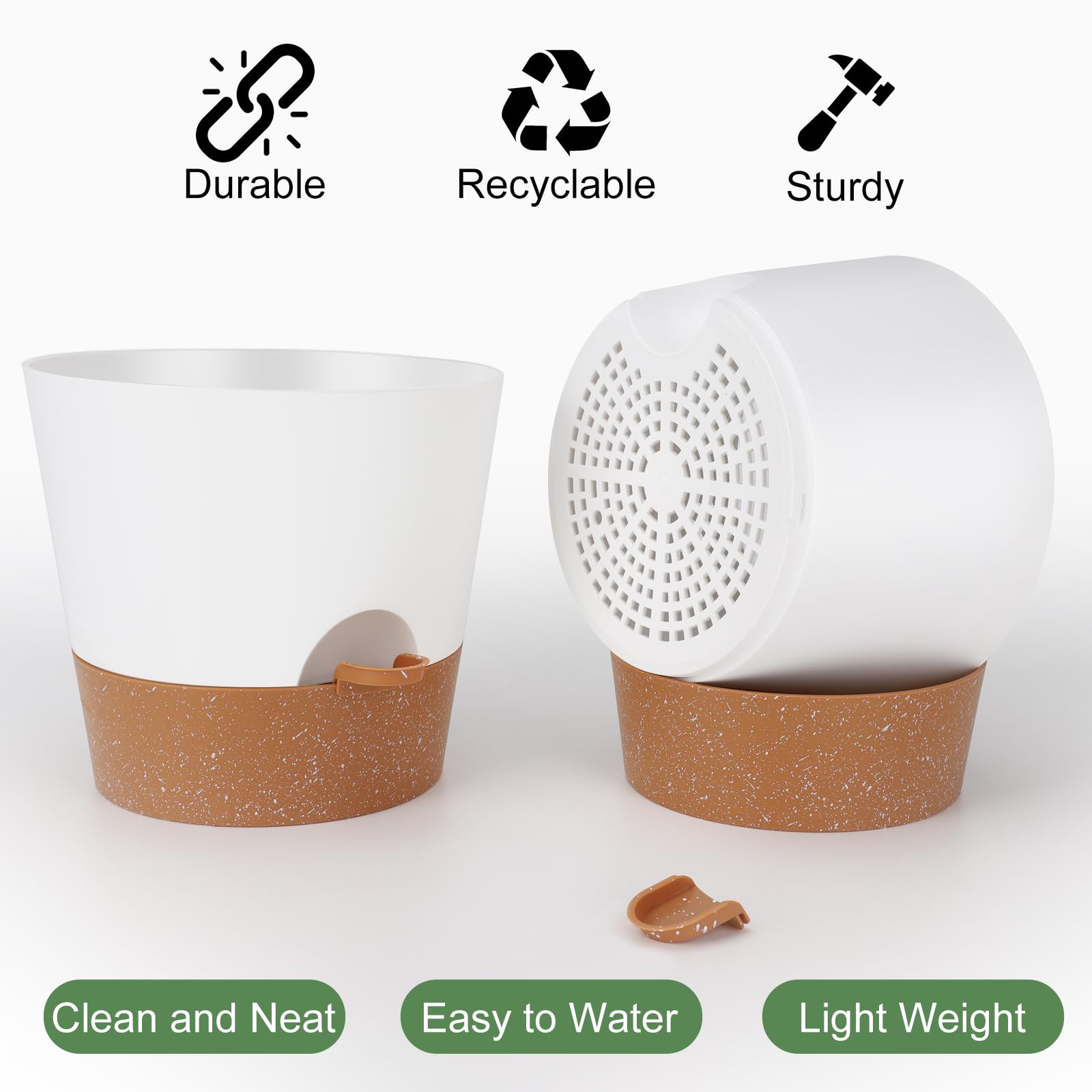 YNNICO 10 inch plant pot side view showcasing sleek matte finish