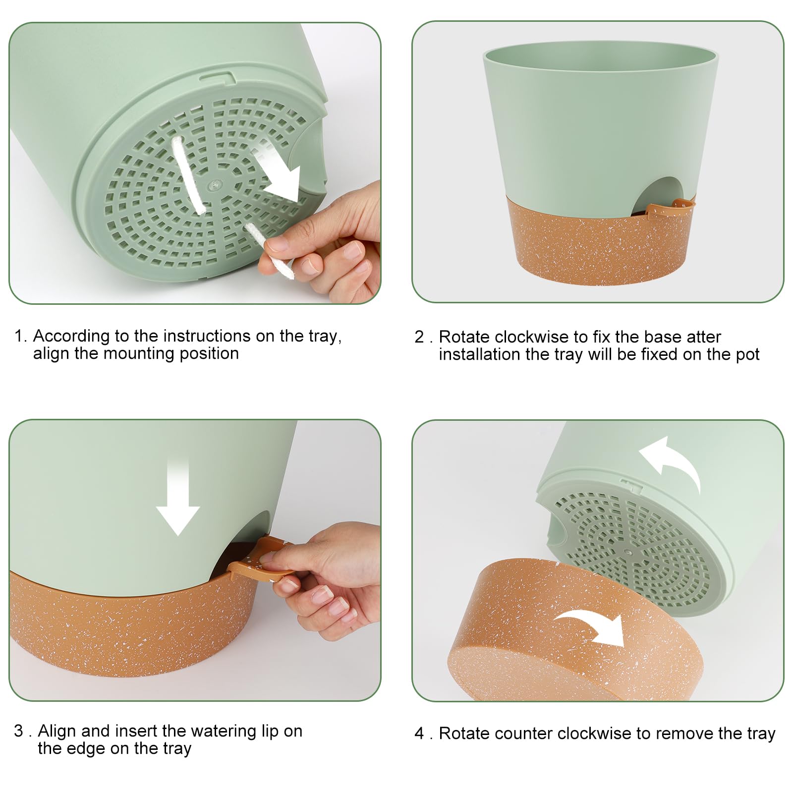 YNNICO 10-inch plant pot with saucer side view