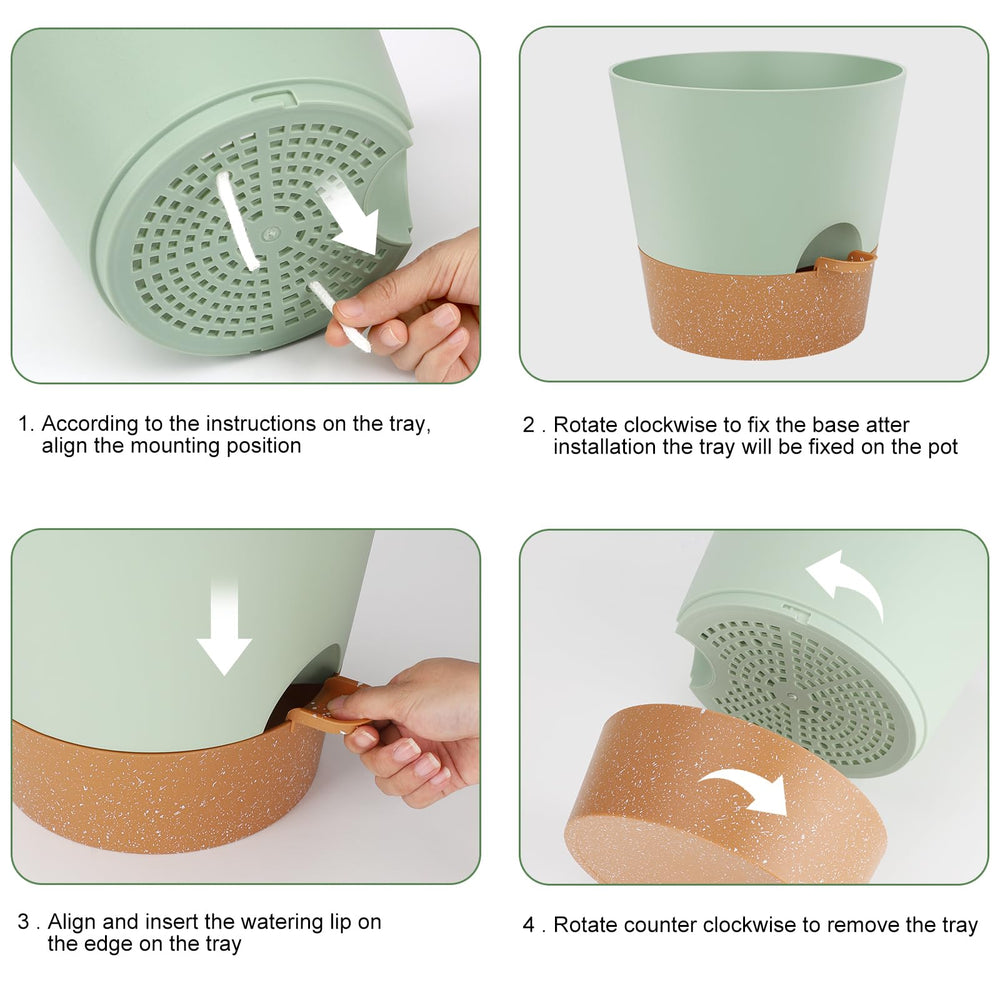 YNNICO 10-inch plant pot with saucer side view
