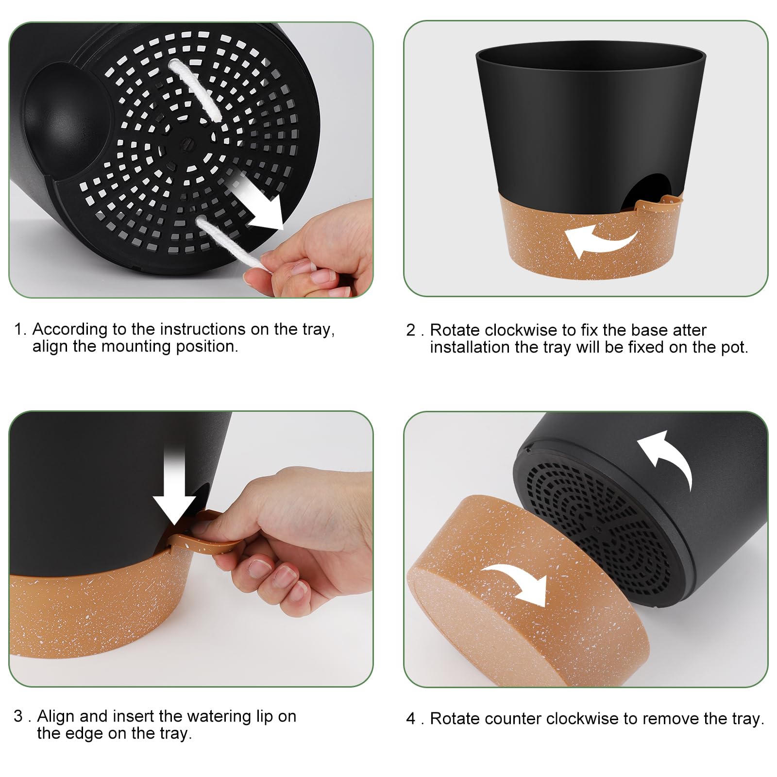 YNNICO 10-Inch Self-Watering Planter Side View